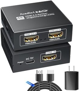 avedio links HDMI Splitter 1 in 2 Out 4K@60Hz w/ 4ft HDMI Cable & Power Adapter, HDMI Audio Splitter for TV and Soundbar with Down Scaler, Support 4K & 1080P Simultaneous Display, Dobly Vision/Atmos