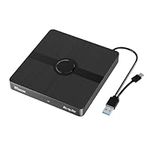 External Blu-ray Drive, BD Player with Read/Write Capability Portable Blu-ray Player with USB 3.0 and Type-C CD/DVD Burner 3D Blu-ray Drive Compatible with Win10 and Mac OS,Drive Blu Ray Player for PC