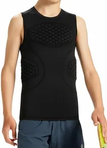 DEVOROPA Boys Football Padded Shirt Baseball Softball Undershirt Chest Rib Protector Sleeveless Compression Shirt Black XL