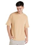 Amazon Brand - Symbol Men's Fit Solid Short Sleeve Oversized Round Neck Waffle T-Shirt (SYM-M-A24-TS-200_Beige XL)