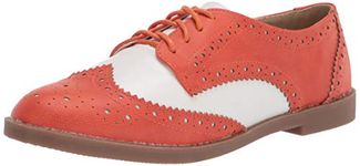 Ollio Women's Flat Shoe Wingtip Lace Up Two Tone Oxford M2913(7.5 B(M) US, Orange)