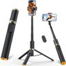 Vimose Phone Tripod & Selfie Stick with Remote, Portable, Lightweight for Video Recording Vlog, Extendable Travel Tripod Stand Compatible with iPhone Android, Black, 62"