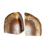 AMOYSTONE Agate Natural Bookends Pair, Hand Made Polished Bookends for Rock Collectors 4-6 lbs