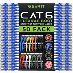 GearIT 50-Pack Cat6 Patch Cable 0.5 Foot / 6 Inches Cat 6 Ethernet Cable Snagless Flexible Soft Tab - Preimum Series - Blue