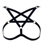 Women's Body Harness Pentagram Bra Elastic Adjustable Gothic Carnival Plus Size Adjustable Clothing Accessories, Black, All Size