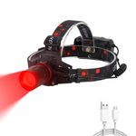 UNAGEA Red Light Headlamp, Red Hunting Head Lamp Rechargeable with 3 Modes, Zoomable Red LED Headlight for Coyote Hog Varmint Predator, Astronomy, Stargazing, Night Observation