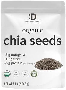 DEAL SUPPLEMENT Organic Chia Seeds, 5 lb | Raw Chia Seed Source with Omega-3, Fiber, & Protein | Great for Smoothies, Oats, & Recipes | Bulk Supply | Non-GMO, Gluten Free