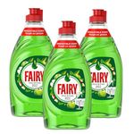 Fairy Washing Up Liquid - Powerful Dishwasher Cleaner Grease Cutting Formula, Gentle on Skin - Concentrated Dishwasher Liquid Detergent Apple & Rhubarb, 3x320 ml + Cheeroo Magnet