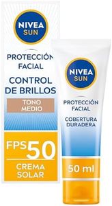 NIVEA SUN Protección Facial UV Control de Brillos FP50 (50 ml), crema solar facial con color, crema matificante con protección solar alta, crema facial para pieles normales