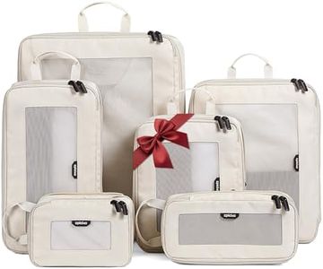 EPICKA TripCozy Compression Packing Cubes - 6 Set Durable Travel Organizer Bags with Mesh Top, Expandable Travel Accessories for Carry on, Luggage, Suitcase, Backpack (Beige)