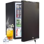 12V Refrigerator Camper Fridge 1.7 Cu.Ft Semi Truck Refrigerator 12 Volt RV Mini Fridge Car DC 12V 110V Compact Refrigerator with Lock Key Reversible Door, Beverage Cooler Para Truck, Black