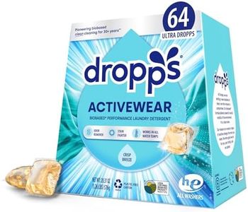 Dropps Active Wash Laundry Detergent | Fresh Start, 64 Pods | Sport Wash Fights Stains & Odors | Low-Waste Packaging | Works In All Machines + HE | Powered by Natural Plant-Based Ingredients