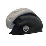 Speedy Pros Men's and Women' Silver Alien Face Embroidery Embroidered Slouch Long Beanie Skully Hat Cap (Black Grey)