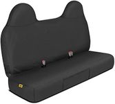 Caterpillar Custom Fit Front Bench Seat Cover with Utility Pockets for Ford F250 / F350 / F450 / F550 (1999-2007) - Durable Black Oxford Super Duty Interior Truck Seat Cover