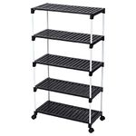 YMRR® 5-Tier Metal Shoe Rack with Wheels | Multipurpose Organizer for Shoes, Clothes, Books | Portable Shoe Shelf for Closet, Home & Office Storage