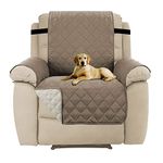 H.Versailtex Recliner Sofa 1 Seater, Water Resistant Sofa Covers for Kids, Machine Washable Chair Couch Cover with Adjustable Elastic Straps for Pets(Taupe/Beige)