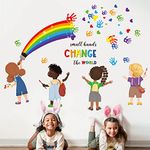 decalmile Small Hands Change The World Equality Wall Stickers Inspirational Quote Rainbow Wall Decals Baby Nursery Kids Room Classroom Wall Decor