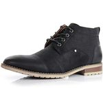 Ferro Aldo Blaine MFA806035 Mens Casual Brogue Mid-Top Lace-Up and Zipper Boots Black Size: 8 UK