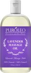 PUROLEO Massage Oil All-Natural Formula with Coconut Oil, Almond Oil, and Jojoba Oil for Hair, Body, and Face - Nourishing and Relaxing Massage Oil for Women - Ideal for Massage Therapy - Made in Canada with Premium Bottle - Luxurious and Large Bottle Size for Long-Lasting Use - Elevate Your Massage Experience with PUROLEO's Lavender Massage Oil (Lavender, 8 Fl Oz/236 ML)