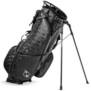 Pins & Aces Player Preferred Golf Bag Black Camo - Premium Design, Lightweight Golf Bag with Stand - Velvet-Lined 14-Way Club Divider System
