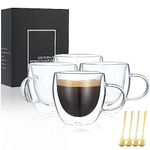 VENVENWEAVS Espresso Cups Set Of 4,Double Wall 5OZ Hand Blown Espresso Shots Glass,Espresso Coffee Mugs In Gift Box,Perfect For Espresso,Latte,Cappuccinos,Tea Bag,Juice