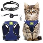 Cat Harness and Lead Set,Adjustable Reflective Stripe Cat Kitten Walking Vest with Leash Cat Collar,Escape Proof Soft Mesh Vest Harness and Lead for Small Medium Cats Pets Walking