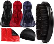 Himoswis 360 Wave Kit: Hair Brush, Silk Durags, Crown Patch for Men's Hair Waves