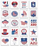 20 Independence Day Tattoos (10) American Flag Red, White, and Blue Design American Body Art Patriotic Stickers Labor Day Commemorative Decoration Party Supplies Flag