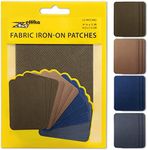 ZEFFFKA Premium Quality Fabric Iron-on Patches Inside & Outside Strongest Glue 100% Cotton Deep Blue Khaki Gray Brown Repair Decorating Kit 12 Pieces Size 3" by 4-1/4" (7.5 cm x 10.5 cm)