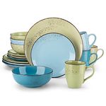 vancasso NAVIA Prato Dinner Set, Stoneware Vintage Look Multicolored Dinnerware Tableware, 16 Pieces Dinner Service Set for 4, Include Dinner Plate, Dessert Plate, Cereal Bowl and Mug