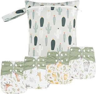 HappyFlute 9 Sets Newborn Baby Cloth Pocket Diapers Adjustable Reusable for Baby Boys and Girls,One Wet Bag+4Diapers and 4Inserts (AD10)