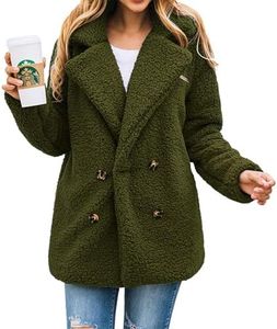 PRETTYGARDEN Women's Fashion Winter Coat Sherpa Fleece Faux Fur Shearling Oversized Trendy Jackets Warm Outerwear (Style Two Green,XX-Large)