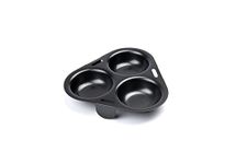 Fox Run 5202 3-Egg Poacher Insert, Carbon Steel, Non-Stick, Black, 6 x 6.25 x 1 inches