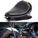 Motorcycle Leather Solo Seat, Motorcycle Seat With Spring Bracket Base for Bobber Sportster XL1200 883 48 Dyna Softail Cross Bones(Black)