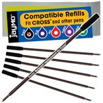 Jaymo Replacement for Cross 8513 - Measures 4.563 in / 116 mm Long - Ballpoint Pen Refill - 6 Black