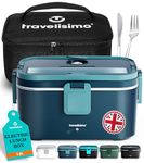 TRAVELISIMO Extra-Large Electric Lunch Box Food Heater - Holds up to 8 Cups - 80W Heated Lunch Boxes for Adults, 1.8L Stainless Steel Food Warmer Lunch Box 3 in 1 for Car Truck, 12V/24V/230V