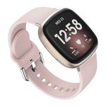 YODI Strap Band Compatible with Fitbit Versa 4/3/ Fitbit Sense/Sense 2, Soft Silicone with metal buckle Replacement Wristband for Women, Flexible Waterproof Sport Watch Straps for Men (PINK)