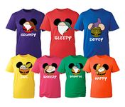 Seven 7 Dwarfs T-Shirt, Happy Costume Cartoon Funny Bashful Dopey Multiple Colours Unisex Kids Adults Top (Yellow(DOC), M)