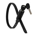 Urban August Adjustable Zip Tie Lock for Refrigerator Door Cabinet Bike Stroller Helmet - Multi-Purpose Keyed French Door Lock - Stainless Steel Fridge Lock with Key - Black, 1 Pack