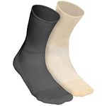 AUXIMPRO Bamboo Fibre Diabetic Bamboo Ankle Length Socks For Men & Women, Breathable & Blister Protection, Pack Of 2, Grey,Beige