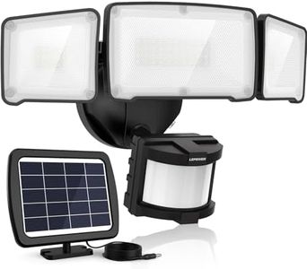 LEPOWER 1600LM LED Solar Security Lights Motion Outdoor, 5500K White Light, IP65 Waterproof Outdoor Flood Solar Light for Yard, Garage（Black）