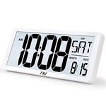 TXL Large Digital Wall Clock with Backlight, 14.2" Battery Operated Alarm Clock with Day, Date & Temperature, Jumbo Display Digital Count Up Down Timer Clock for Seniors, Home, Bedroom Office