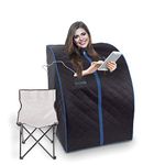 SereneLife Portable Sauna, Infrared Sauna, Oversize Portable Infrared Home Spa, One Person Sauna, with Heating Foot Pad & Portable Chair