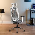 Green Soul Zodiac Pro | Office Chair with Seat Slider | Flybird Ergonomic Design | 4D Adjustable Armrests | Synchro Multi-Tilt Lock Mechanism |Nylon Frame|Adjustable Lumbar Support (White & Grey)