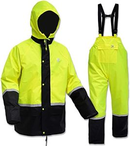 RainRider Rain Suits for Men Women Waterproof Hi-Vis Rain Gear Durable Oxford Rain Jacket Coat with Pants, Fluorescent, Small