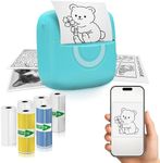 Mini Sticker Printer – Portable Wireless Ink-Free Thermal Printer for Photos, Stickers & Labels, Includes 4 Sticker Rolls, 2 Thermal Rolls & Markers, Rechargeable, Compact for Journaling, DIY & Office