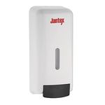 Jantex Wall-Mounted Liquid Soap and Hand Sanitiser Dispenser 1 Litre, White, Dose: 1 ml, Easy to Fill Refillable Reservoir, Sleek Build Design, Wall Fixings Included, FK385