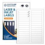 Spartan Industrial Printable Laser and Inkjet Labels - 3 7/16" X 2/3" White File Folder Labels - 30 Sheets, 900 Total Labels for File Folders, Organizing, School Supplies, Mailing