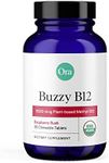 Ora Organic Vitamin B12 1500mcg - Plant-Based methylcobalamin for Adults - Natural Stimulant-Free Energy, Raspberry Flavor chewable Tablets, no Added Sugar - 30 Tablets