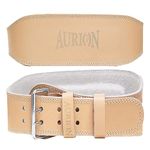 Aurion by 10 club Weight Lifting Gym Belt- Small | Leather Gym Belt for Workout with Padded Back Support | Dead Lift Belt - Tan